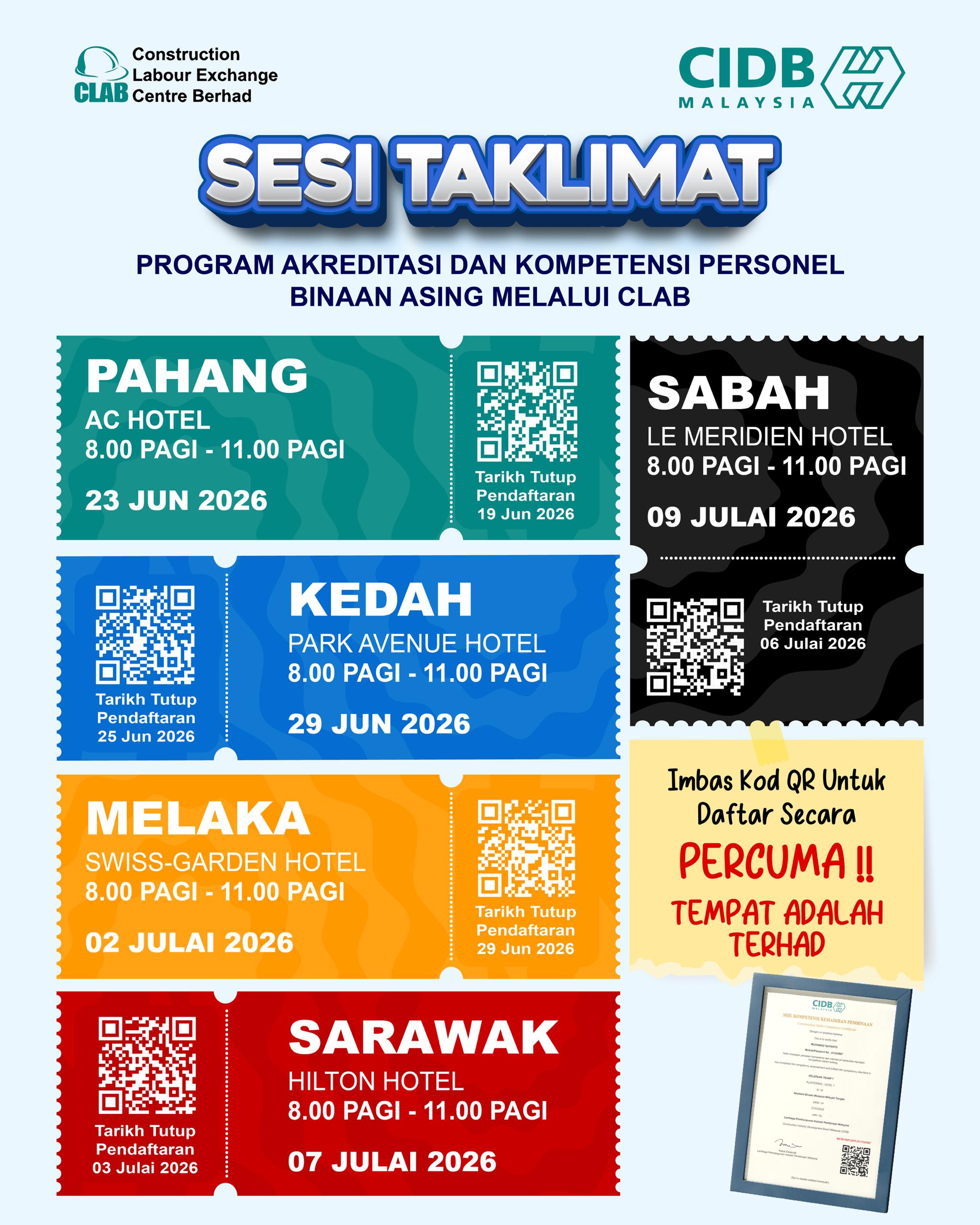 Sesi Taklimat — Program Akreditasi dan Kompetensi Personel Binaan Asing Melalui CLAB